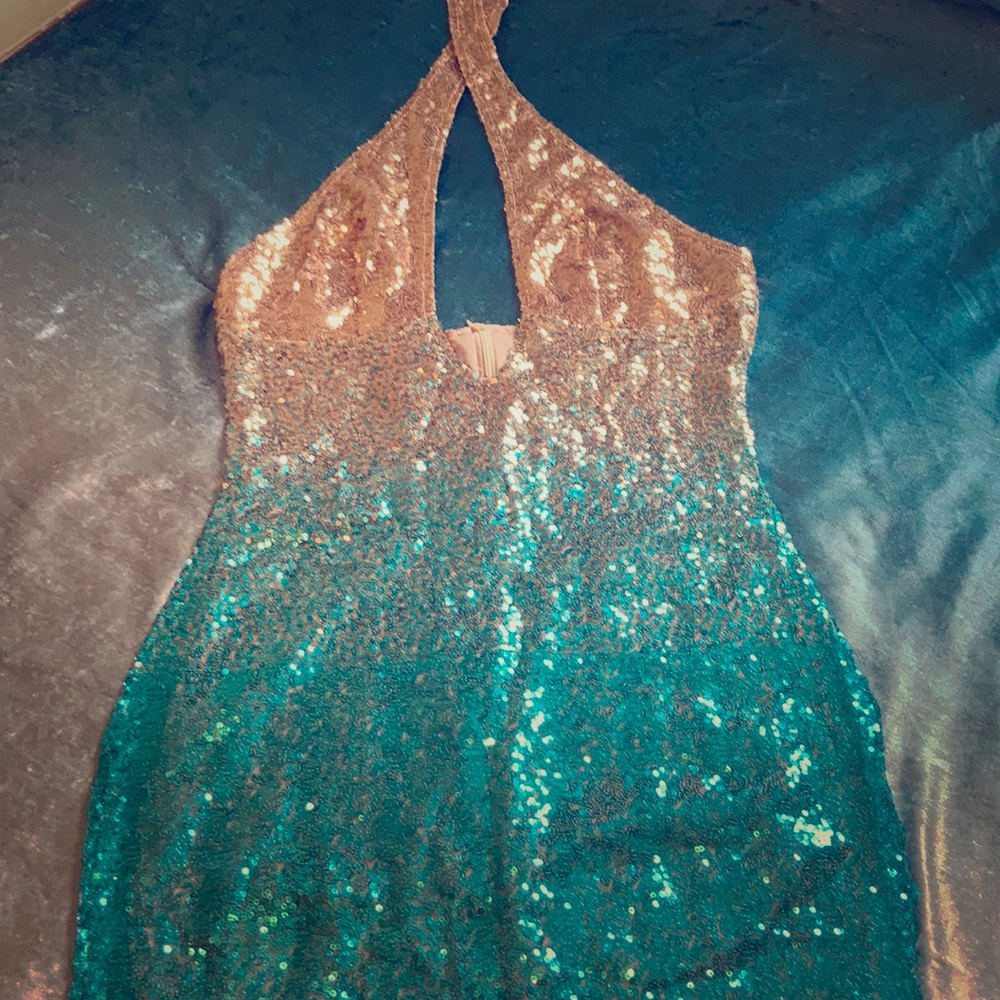 Tan Turquoise ombré sexy dress